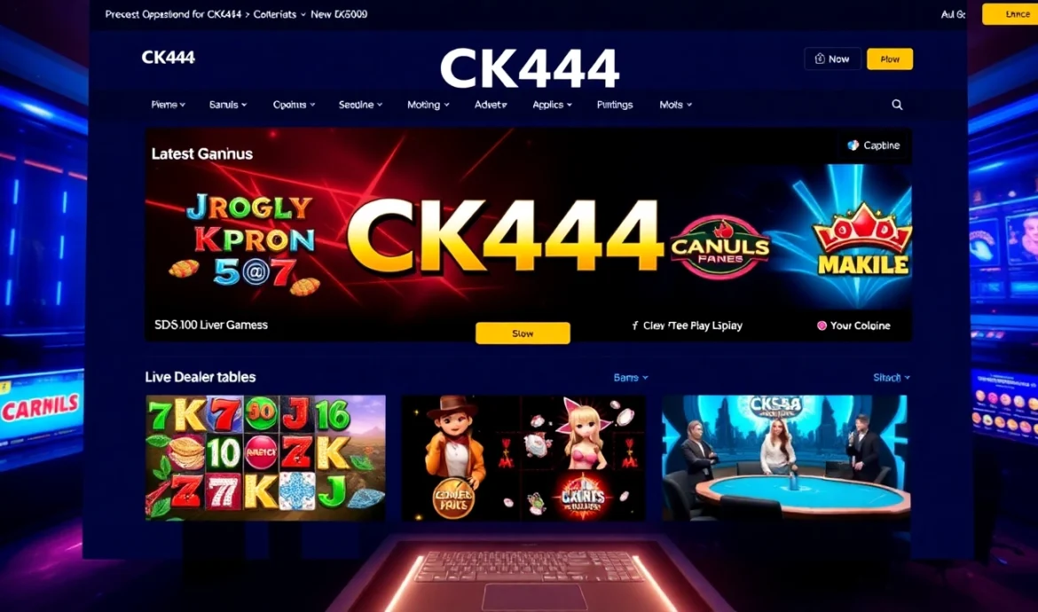 CK 444 online gaming platform featuring engaging slots, live casino, and sports betting in a sleek, colorful setting for Bangladeshi players.