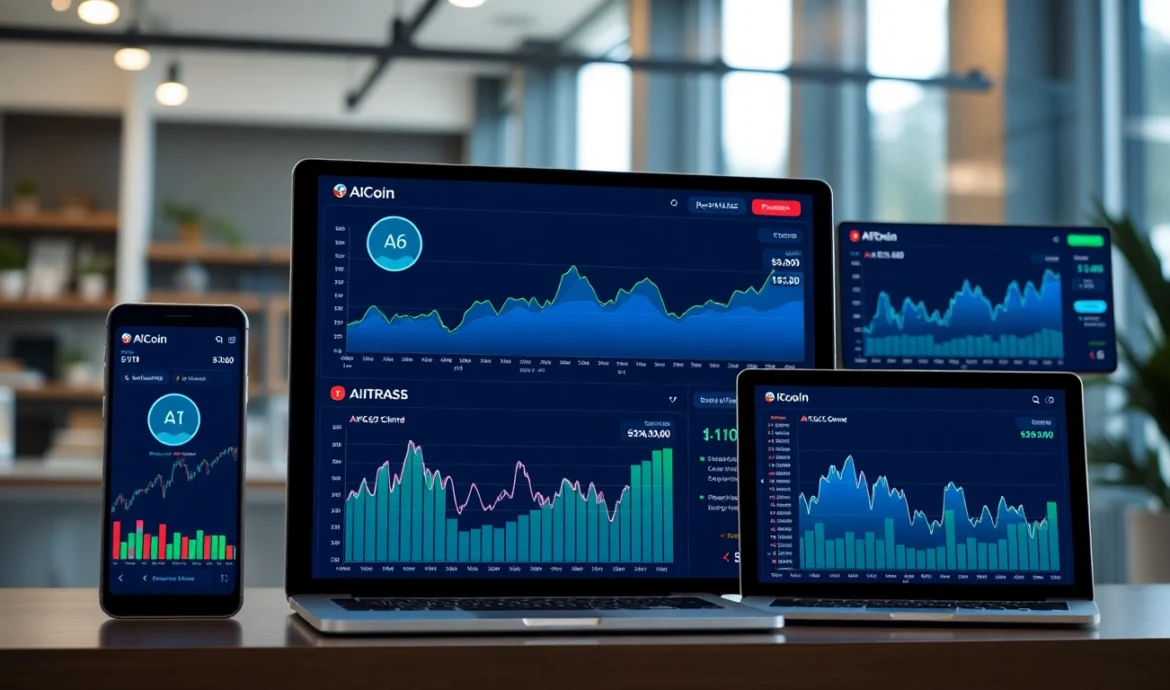 An AICoin trading platform interface showcasing live market data, dynamic charts, and security features to monitor cryptocurrencies effectively.