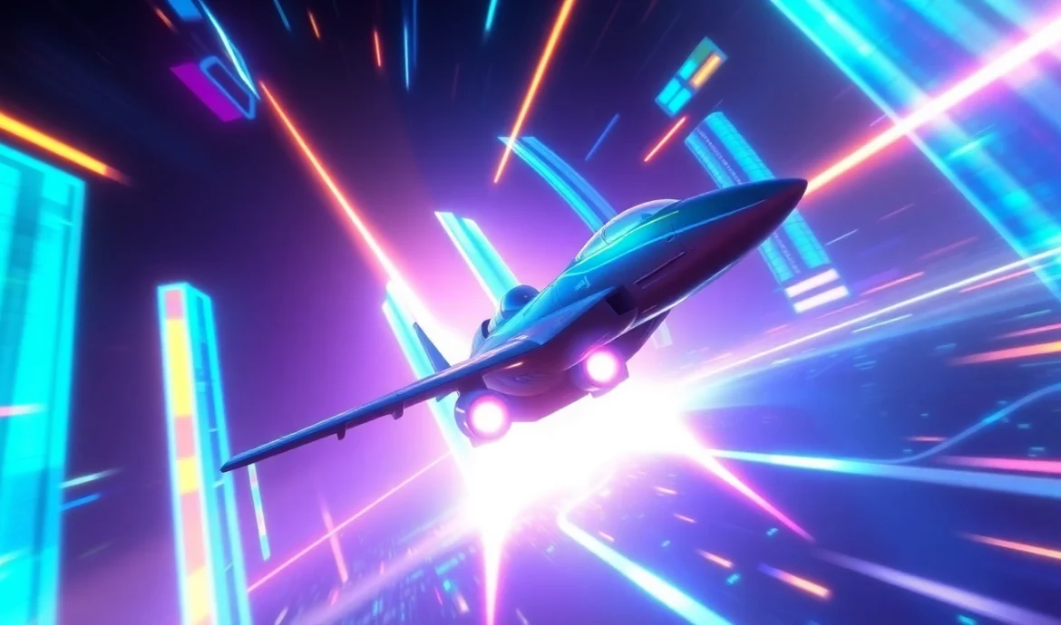 Aviator game online scene with a plane soaring through a colorful digital sky, highlighting excitement and adventure for players.