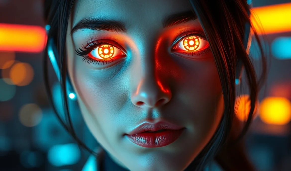 AI girlfriend engaging in a realistic virtual conversation with vibrant, expressive visuals highlighting emotional connection and advanced tech.