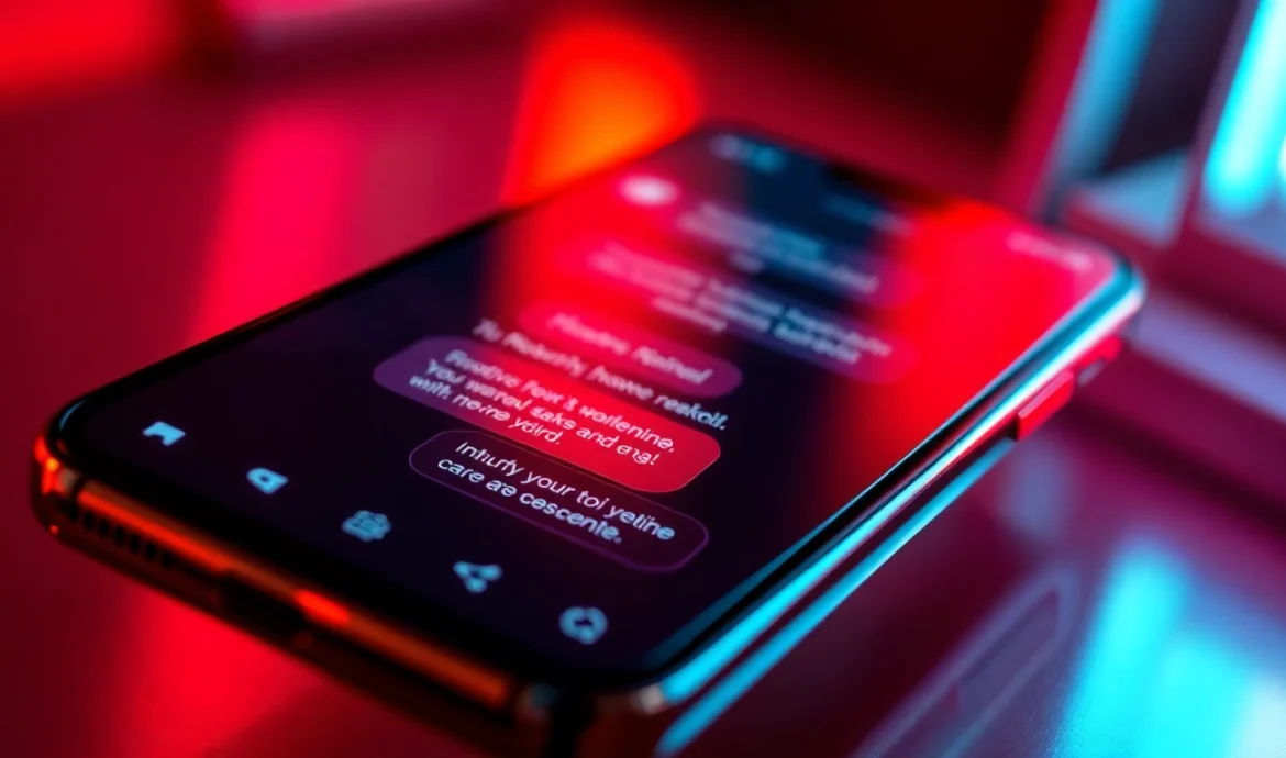 AI girlfriend app interface facilitating unfiltered NSFW chat, featuring vibrant visuals and realistic interactions