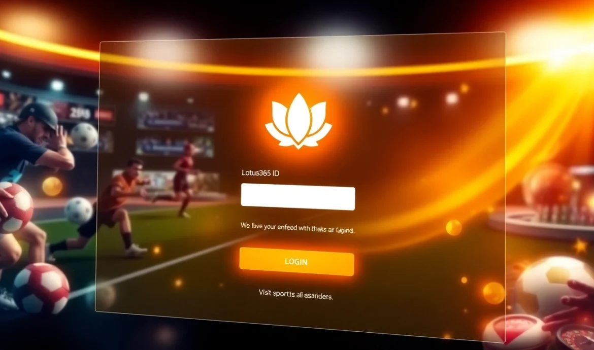 Secure Lotus365 ID login portal with sports betting and casino options on a vibrant digital background, emphasizing safety and trust for Indian users.