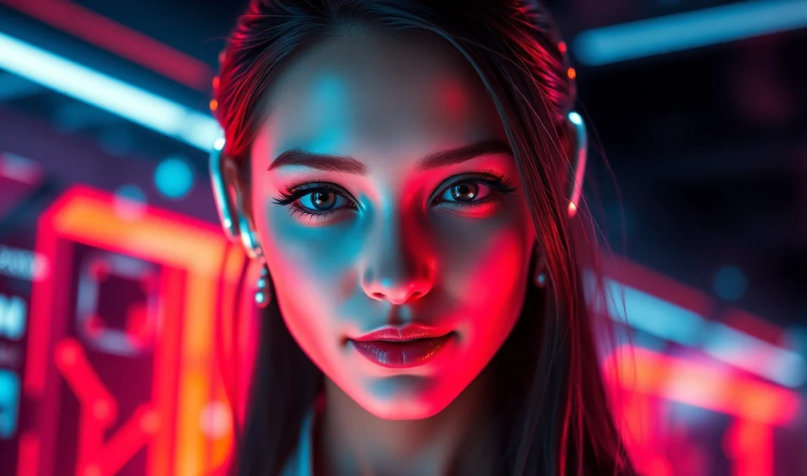 AI girlfriend engaging in a warm, natural conversation with a user through a sleek digital interface, showcasing realistic interaction and responsive emotion.