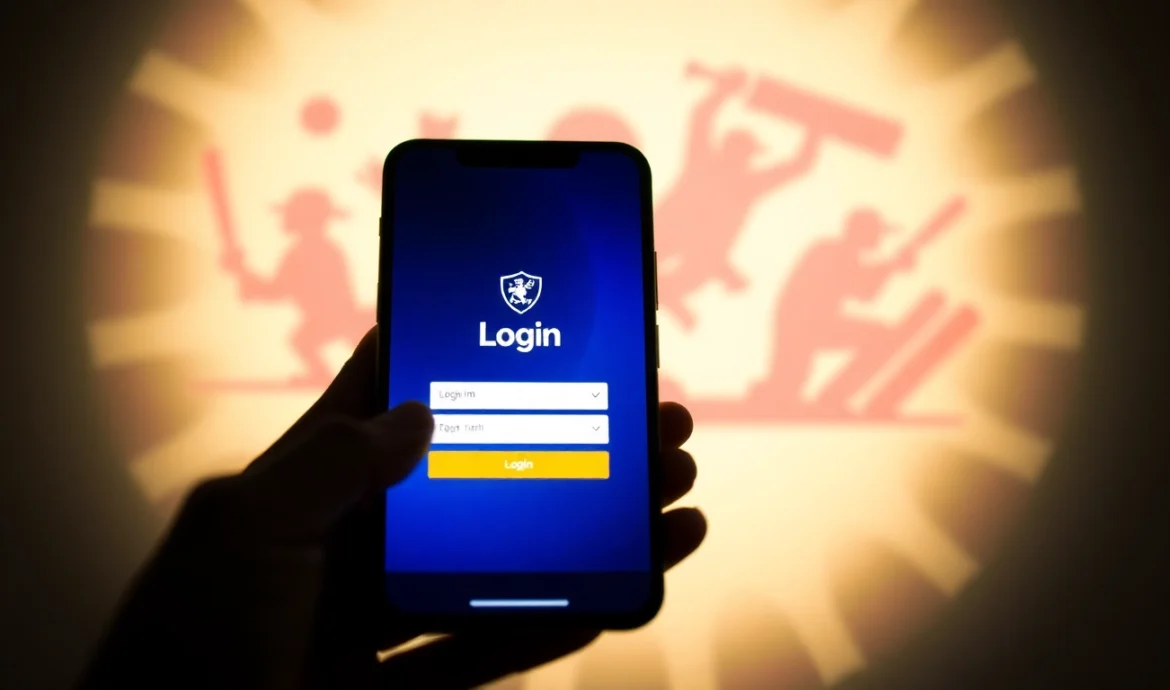 Reddy Book Login interface on a mobile device showing secure access with cricket betting visuals, highlighting ease of use for users.