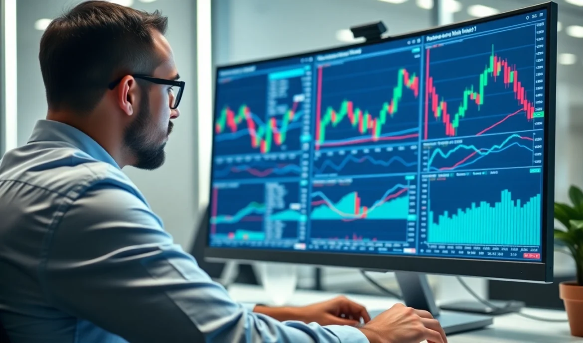 Trading view platform showcasing detailed market charts with trading indicators and analysis