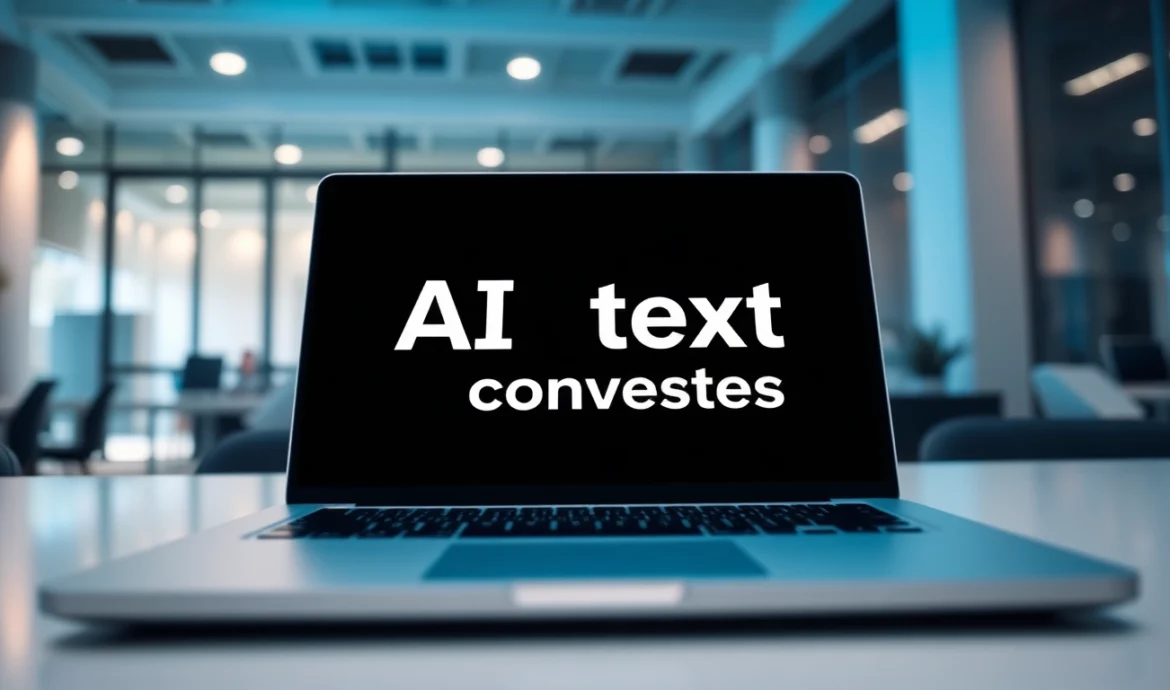 Professional using AI text converter tools on a laptop to instantly humanize AI-generated